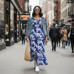 Nine West Blue Floral Women's Dress